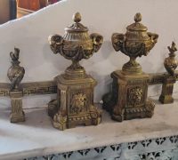 8A-Great-Antique-Pair.Andirons.-C.-1870.20-w-x-17-h