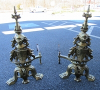 229- GREAT BRASS KNIGHT ANDIRONS - 27\'\' H