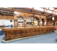 02b1 OF THE FINEST ANTIQUE BRUNSWICK BARS IN THE USA. THIS WAS OWNED BY GENE AUTRY FROM HIS MUSEUM. GENUINE COWBOY BAR...DODGE CITY, KANSAS C. 1880....BACK BAR 20 FT L X11 H...FRONT BAR 25 FT L X  44 H X 29 D SEE MORE PHOTOS @ 1357 to 1367 W/SIGNED PLAQUE