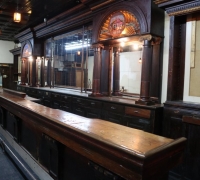 13A...AVAILABLE....1 OF A KIND ANTIQUE BAR W/CARVED LG. SHELLS...BACK BAR 24 FT. L....35 FT. L WITH 2 CABINETS....10 FT 10 INCHES H....FRONT BAR 31 FT LONG ...SEE 1159 TO 1178