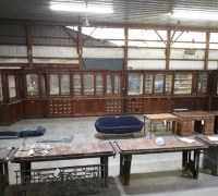 24....97 H X 50 FT LONG BACK BAR, CAN REDUCE LENGTH. ALL DOORS WITH CABINETS. SEE 1186 TO 1195