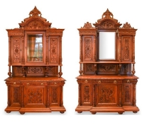 14B...PAIR ANTIQUE CABINETS CAN LOOK LIKE ANTIQUE BACK  &amp; FRONT BAR AS 14A, 27B, 27C