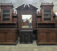 14E ANTIQUE WALNUT BACK BAR OR FRONT &amp; BACK BAR..17 FT TO 25 FT LONG...C 1880