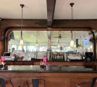 1E..ANTIQUE  COWBOY BAR   - FROM  DODGE CITY,  KANSAS  -   C. 1880  -  18 FT  LONG  WITH  PLAQUE.