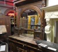 17E-MATCHING ANTIQUE WALNUT BACK BAR CABINET TO PREVIOUS PICTURE 6 FT L X 9 FT...MINT CONDITION...C. 1880