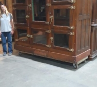 22CC...HUGE ANTIQUE BARROOM ICE BOX 76 H X 88 W X 32 D....SIGNED MCCRAY LABEL.....C 1880