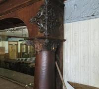 2G.....AVAILABLE  = DETAIL OF  1 OF  2 GREAT CARVED COLUMNS                ON THIS   ANTIQUE  BRUNSWICK  " SAN DOMINGO "  BACK BAR  -   24  FT  LONG  -  C. 1880