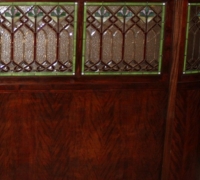 767- RARE! ORIGINAL BRUNSWICK STAINED GLASS WALL DIVIDER - 16 FT L X 82\'\' H - mahogany - can separate 