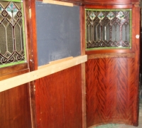 771- RARE! ORIGINAL BRUNSWICK STAINED GLASS WALL DIVIDER - 16 FT L X 82\'\' H - mahogany - can separate 