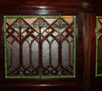 774- RARE! ORIGINAL BRUNSWICK STAINED GLASS WALL DIVIDER - 16 FT L X 82\'\' H - mahogany - can separate 
