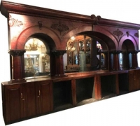 15.....AVAILABLE..BRUNSWICK ANTIQUE MAHOGANY BACK BAR ONLY....21' L X 11' H...C. 1880...SEE 1231 TO 1235 &amp; 1258 TO 1261