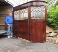 838-RARE! BRUNSWICK 16 FT LONG ANTIQUE STAINED GLASS WALL - IN 3 PCS. - C.1880