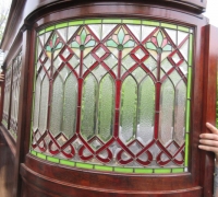 840-RARE! BRUNSWICK 16 FT LONG ANTIQUE STAINED GLASS WALL - IN 3 PCS. - C.1880