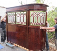 841-RARE! BRUNSWICK 16 FT LONG ANTIQUE STAINED GLASS WALL - IN 3 PCS. - C.1880