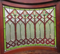 843-RARE! BRUNSWICK 16 FT LONG ANTIQUE STAINED GLASS WALL - IN 3 PCS. - C.1880