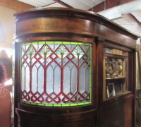 844-RARE! BRUNSWICK 16 FT LONG ANTIQUE STAINED GLASS WALL - IN 3 PCS. - C.1880