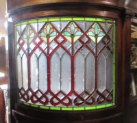 846-RARE! BRUNSWICK 16 FT LONG ANTIQUE STAINED GLASS WALL - IN 3 PCS. - C.1880