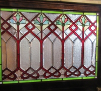 848-RARE! BRUNSWICK 16 FT LONG ANTIQUE STAINED GLASS WALL - IN 3 PCS. - C.1880