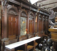 869-16 FT LONG (WITH CENTER SECTION LONGER) X 11 FT. H - WALNUT - C. 1870 WITH A MATCHING FRONT BAR