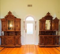 14L....GREAT LG PAIR OF  ANTIQUE  CABINETS -  66 W   EA  X 120 H