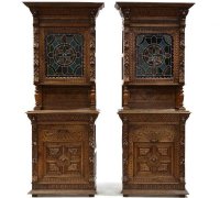 14M....PAIR OF  ANTIQUE  CABINETS -  36 W  EA  X 90  H 