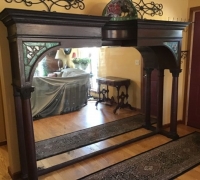 15C..WALNUT BACK BAR TOP W/STAINED GLASS..82