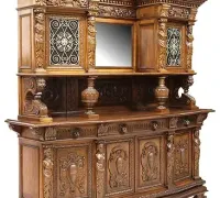 1FF.....GREAT ANTIQUE   CARVED   BACK BAR   AND  OPTIONAL  FRONT BAR   - 95 W X 100 H - C. 1880
