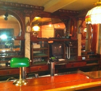 66....ANTIQUE BACK BAR WITH RARE MARBLE COLUMNS 12' LONG AND 19' FRONT BAR...SEE 383 TO 386