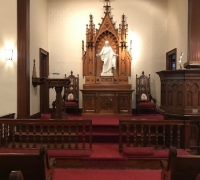 58 - GREAT CARVED ALTAR - BACK TOP CAN BECOME A BACK BAR - BASE MOVES FORWARD AND BECOMES A FRONT BAR - 11FT TO 13 FT 6'' H X 78'' L X 36'' D
