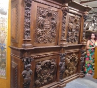 14 -BEFORE - SOLD - 30 MORE similar antique carved cabinets - This becomes a matching back and front bar -- see # 14 a - #1216 to 1228