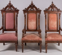 14...GOTHIC WALNUT HIGH BACK ARM CHAIRS 66
