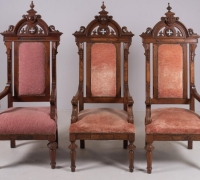 09A...GOTHIC WALNUT HIGH BACK ARM CHAIRS 66