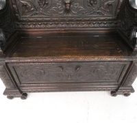 139 -sold - Carved  walnut   bench   