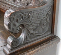 140 -sold - Carved   walnut   bench      
