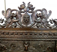 141 -sold - Carved  walnut   bench      
