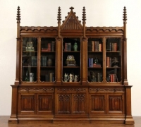 89 - Great huge walnut bookcase - back bar - mint condition - circa 1870 - 115'' w x 115'' h x36'' d