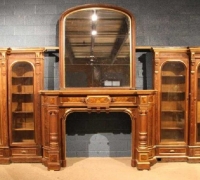 10....BURLED WALNUT MANTEL AND PAIR OF BOOKCASES OVERALL 20' 3
