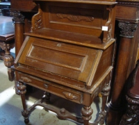 61...antique-slant-front-carved-desk