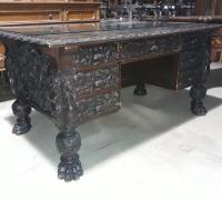 15A..Great Antique Signed "Horner " Partners Desk with 14 Drawers c.1880. 60 wide x 40 deep...