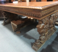 254- GREAT CARVED MAHOG. DESK - TABLE - 72'' W X 36'' D WITH 2 DRAWERS