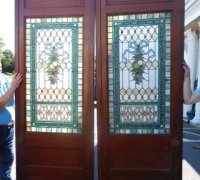 20K- Great Pair of Stained Glass Doors with 78 Cut Jewels in Each Door - 106'' H X 36'' W each door