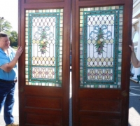 731- Great Pair of Stained Glass Doors with 78 Cut Jewels in Each Door - 106\'\' H X 36\'\' W each door