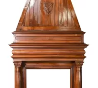 07C.French Monumental Walnut Mantle - 124 in tall x 66 x 33, Opening is 41.5 in tall x 37.5 in wide ...