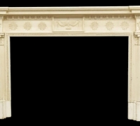 20C....WHITE NEOCLASSICAL MANTEL...55 H X 84.75 W X 8 D...OPENING 40.75 H X 58.5 W