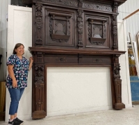 4B... ANTIQUE  CASTLE  MANTLE  - C. 1870  -- 115  H  X   104   W  /// OPENING  65  W   X   42 - C. 1870