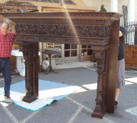 09...sold -1 OF THE FINEST CARVED ANTIQUE MANTLE IN THE USA !!!!!! 86'' W X 72'' H X 29'' D WITH HOOD 117'' H  /// OPENING 54'' W X 54''H