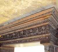 359-sold-antique-carved-fireplace-mantle- ONE OF THE FINEST CARVED ANTIQUE MANTLES IN THE WORLD !!!!!! 3\'\' DEEP CARVED CASTLE MANTLE WITH THE FINEST DETAILING. - CIRCA 1870 - 86\'\' W X 29\'\' H X 9 FT. 9 IN. H - WALNUT - MINT CONDITION WITH ORIGINAL HOOD TOP