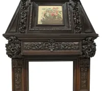 3C-GREAT-ANTIQUE-CASTLE-MANTLE-111-IN-H-X-87-IN-W-C-1840...WITH SECRET SAFE