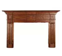 17A...Federal oak fireplace mantel. Interior Ht: 49.75" Wd: 36" Ht: 53" Wd: 81" Dpth: 8.5".