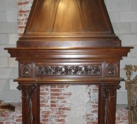 7B.......GREAT CARVED WALNUT CASTLE MANTLE......9FT 7 INCHES H X 69 INCHES W